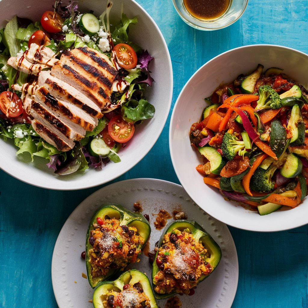 a group of bowls of food