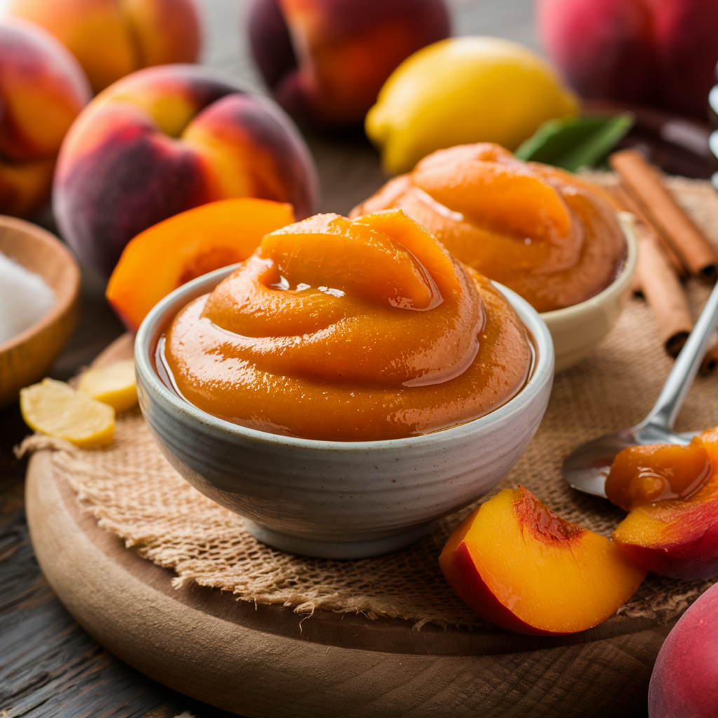 a bowl of peach butter