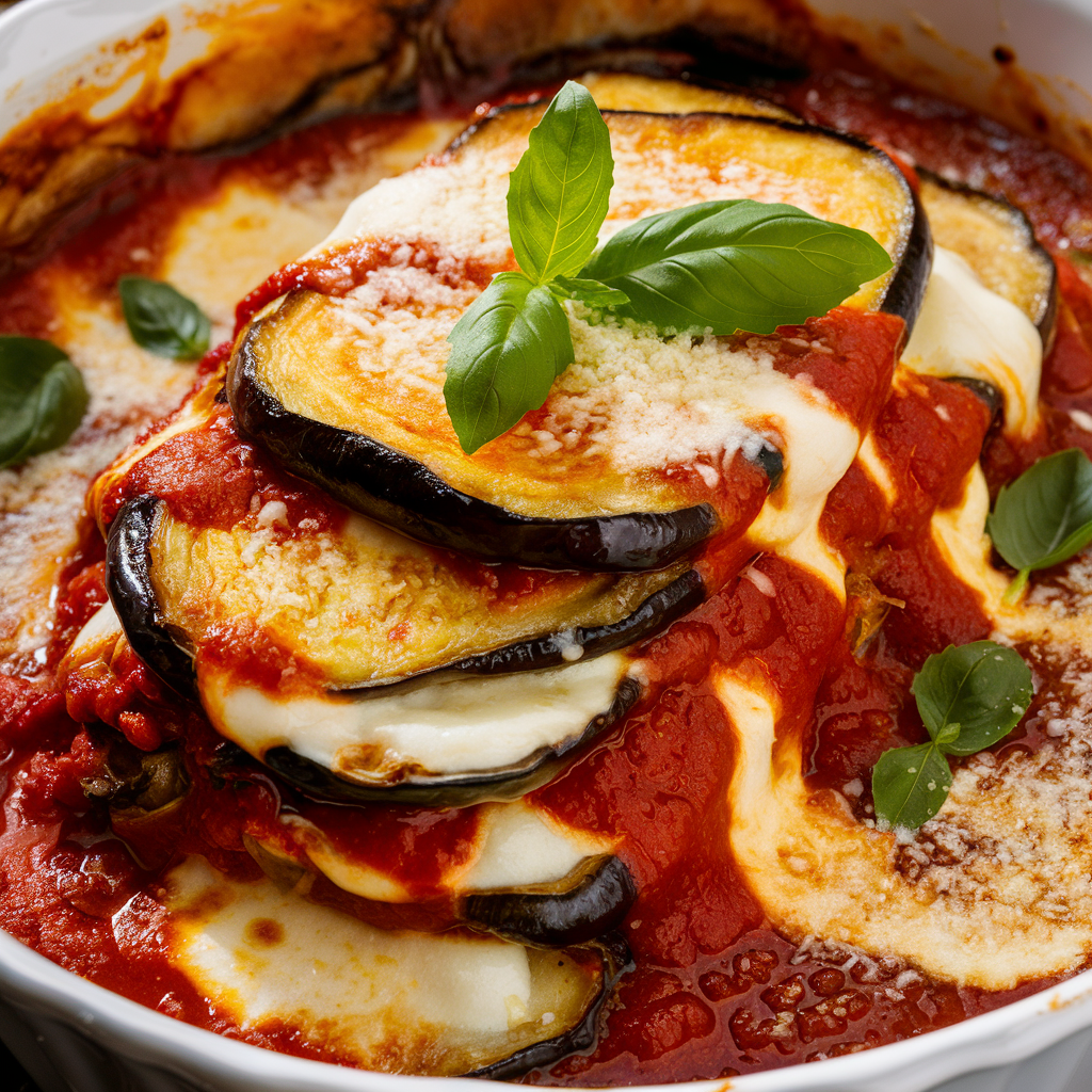 a bowl of eggplant lasagna